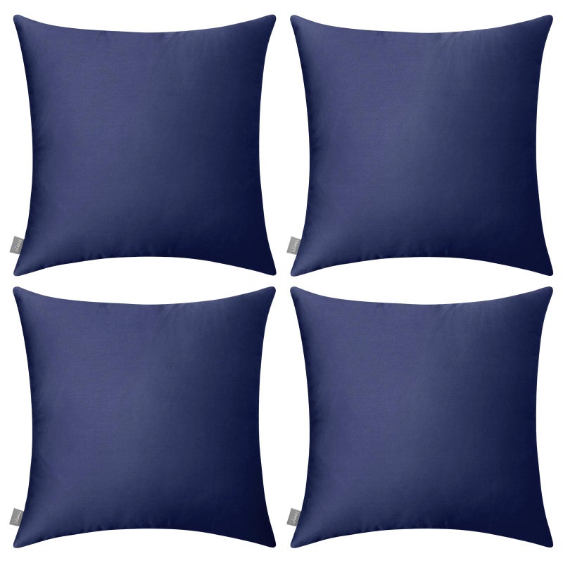 Thmyo 4-Pack 100% Cotton Comfortable Solid Decorative Throw Pillow Case Square Cushion Cover Pillowcase Sublimation Blank Pillow Covers Halloween DIY Throw Pillowcase(20x20inch/50x50cm,Dark Blue) - Image 1